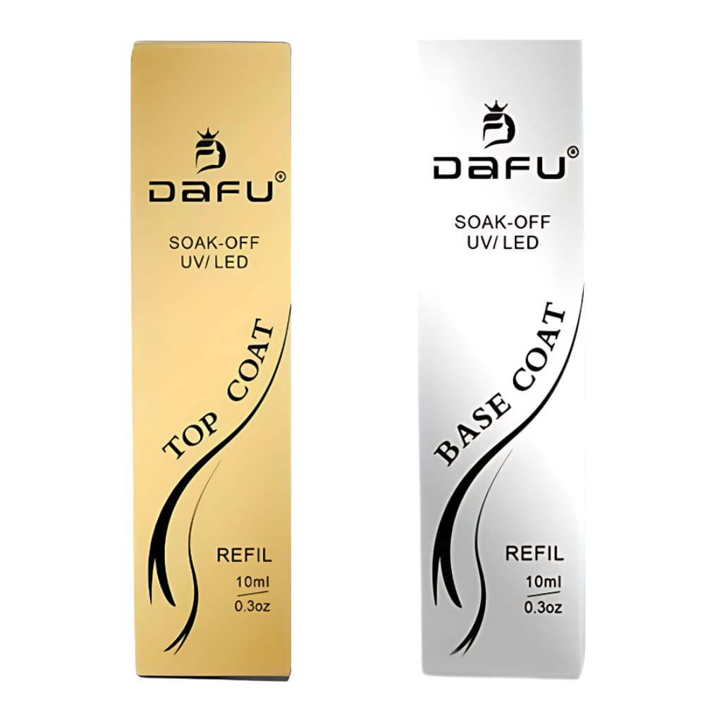 Kit 2 Top Base Coat Refil Sache DAFU Esmaltes Gel Ultrabrilho Manicure Unhas Nails Preparadores 10ml