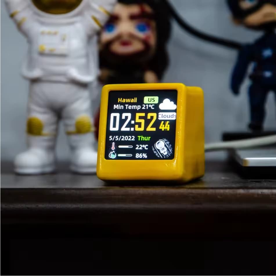 Relógio Inteligente com Clima via Wi-Fi | Display Digital Moderno com Hora, Data e Temperatura do Ambiente