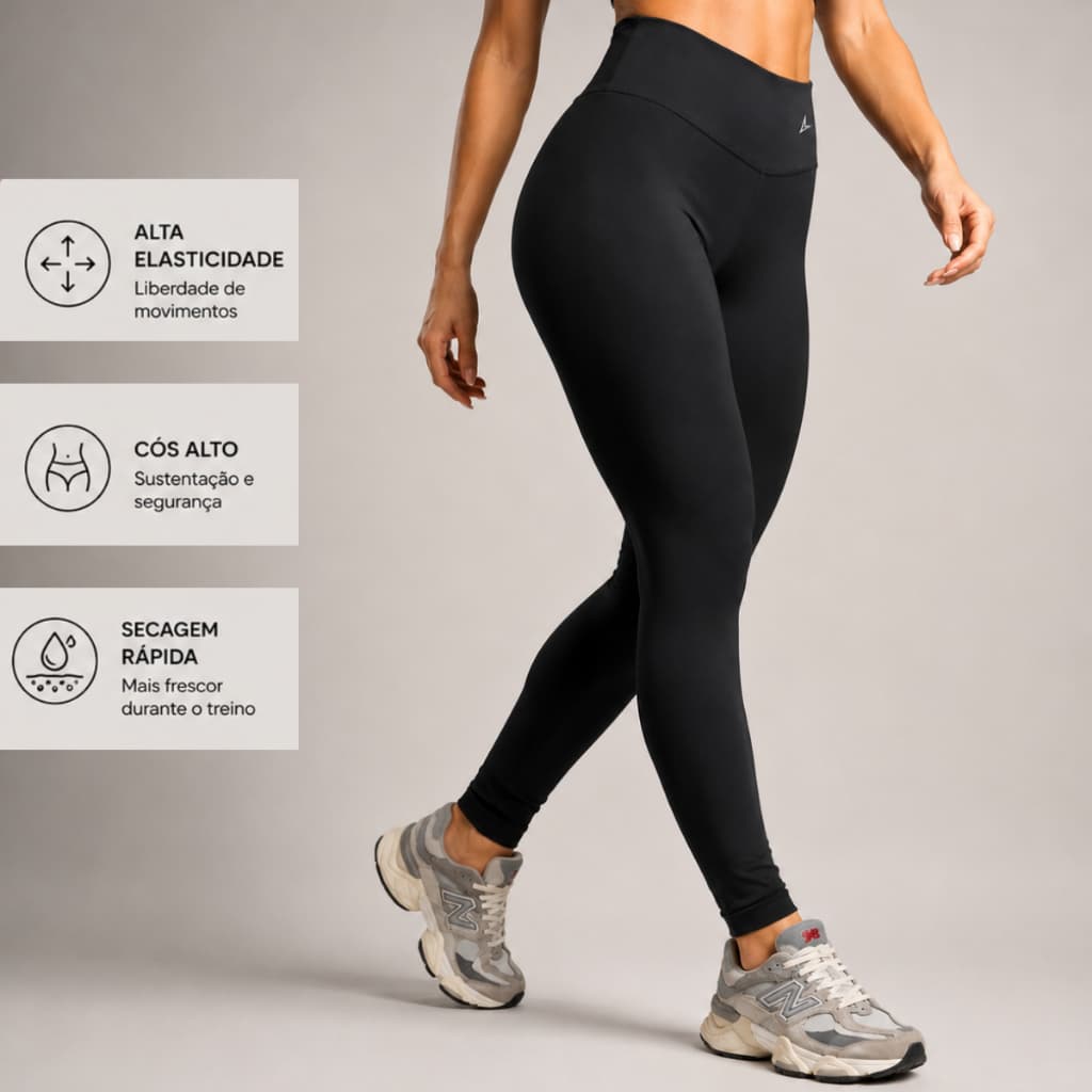 Calça Legging Feminina Poliamida Zero Transparência Cintura Alta  Roupa Academia Fitness Modeladora Compressão Corrida