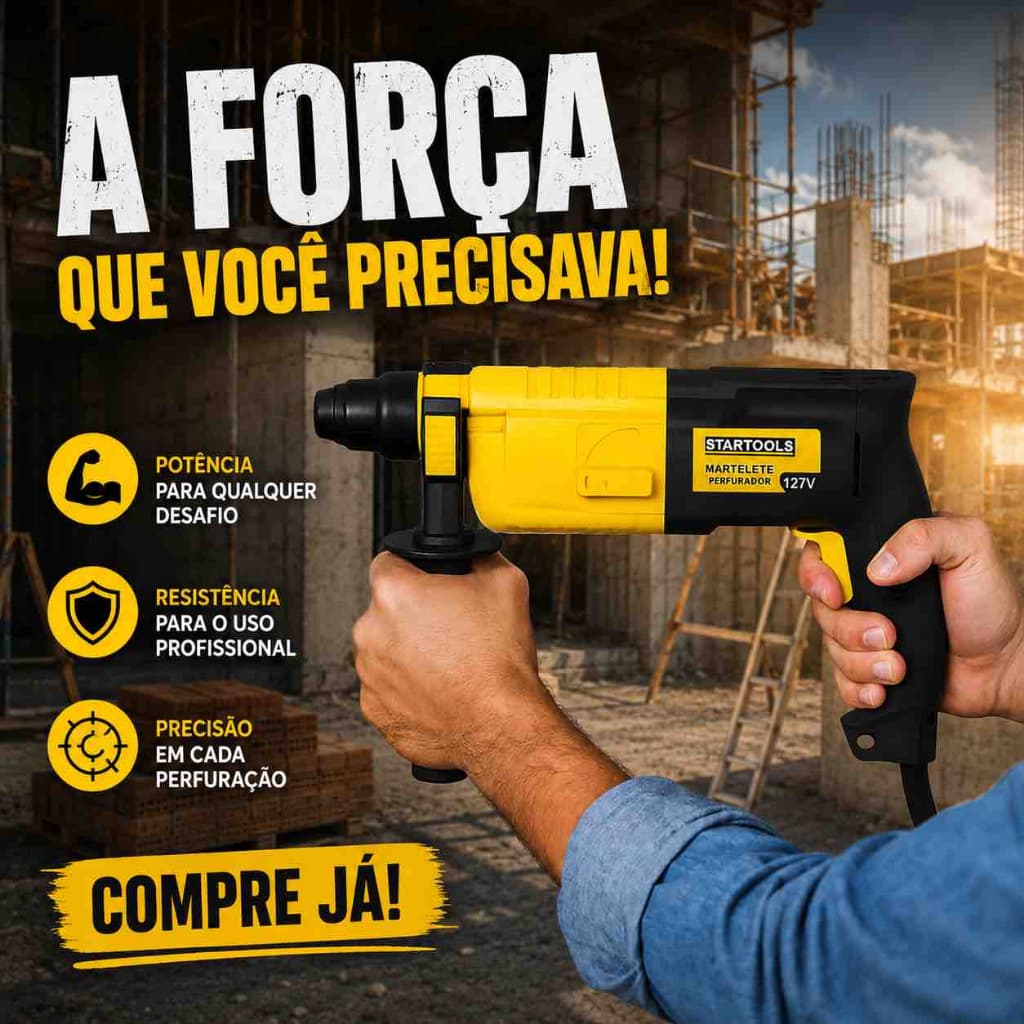 Martelete Perfurador Elétrico 600w 127v Alta Potência Precisão Concreto Resistente Portátil