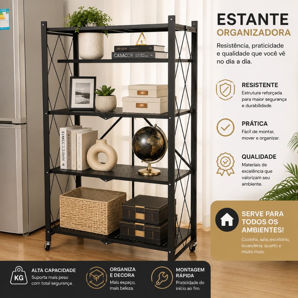 Estante Organizadora Móvel Multiuso Com Rodas Portátil Organizador Espaço Versátil
