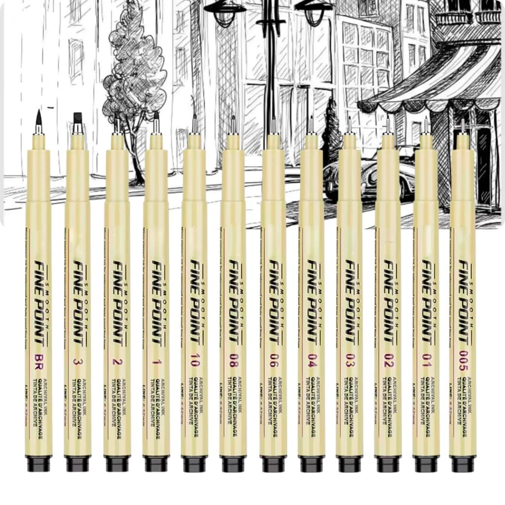 Kit 12 Canetas Nanquim Profissional para Mangá, Desenho Técnico, Arte e Lettering.