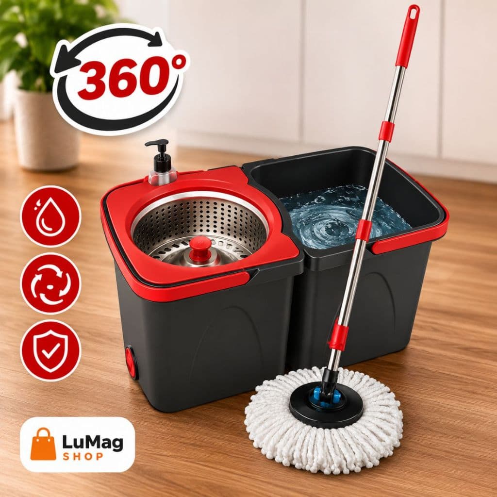 Mop Giratório Duo 360 Powermaid Balde Duplo Centrífuga Inox Limpeza Profissional