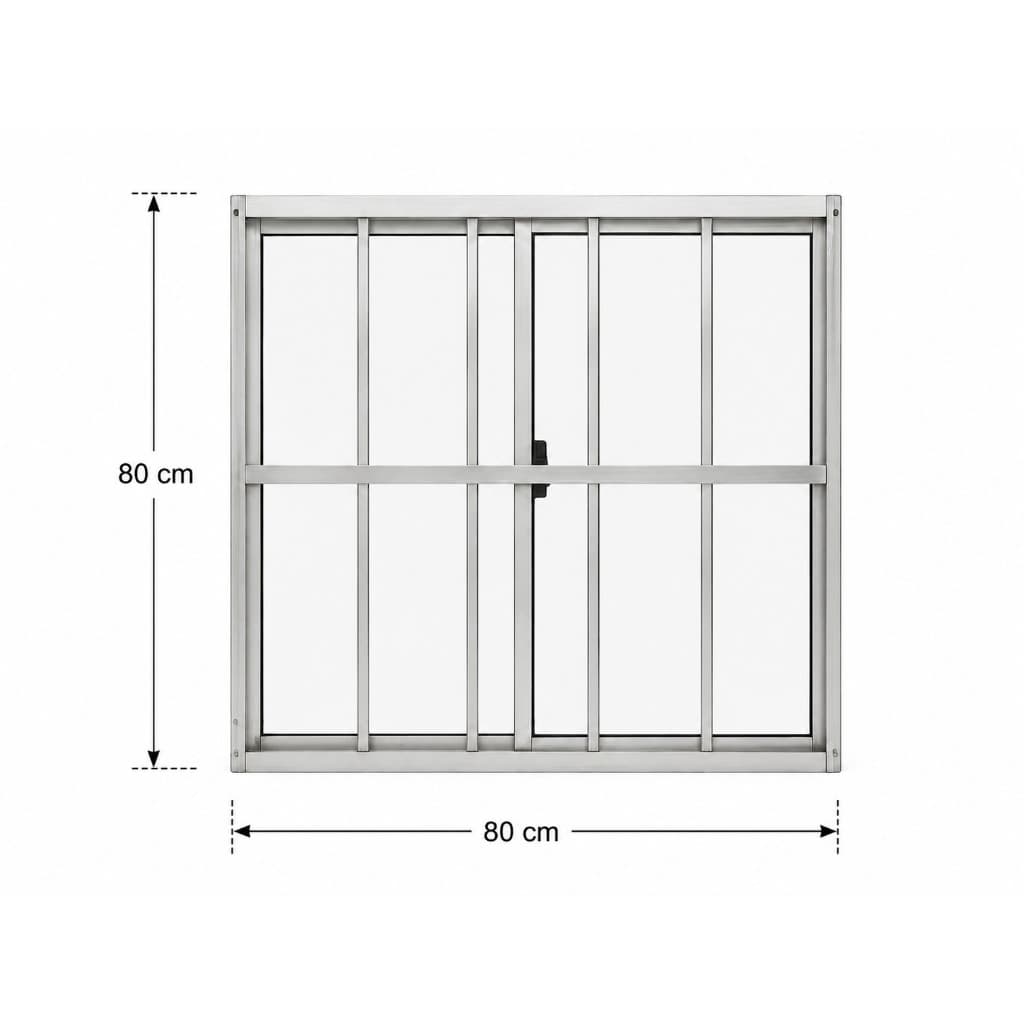 Janela de Correr 2 folhas 80x80 cm em Alumínio com Grade Vidro Liso