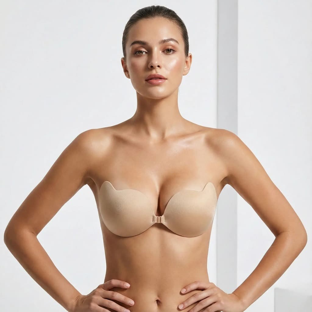 Sutiã Adesivo de Silicone Invisível e Confortável Sem Alças que Aumenta e Levanta os Seios