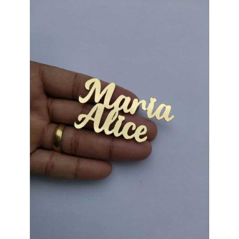 25 unidades aplique nome composto dourado