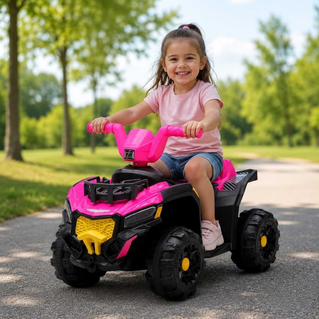 Quadriciclo Carro Moto Infantil Elétrico Adventure Rosa Com Farol De Led