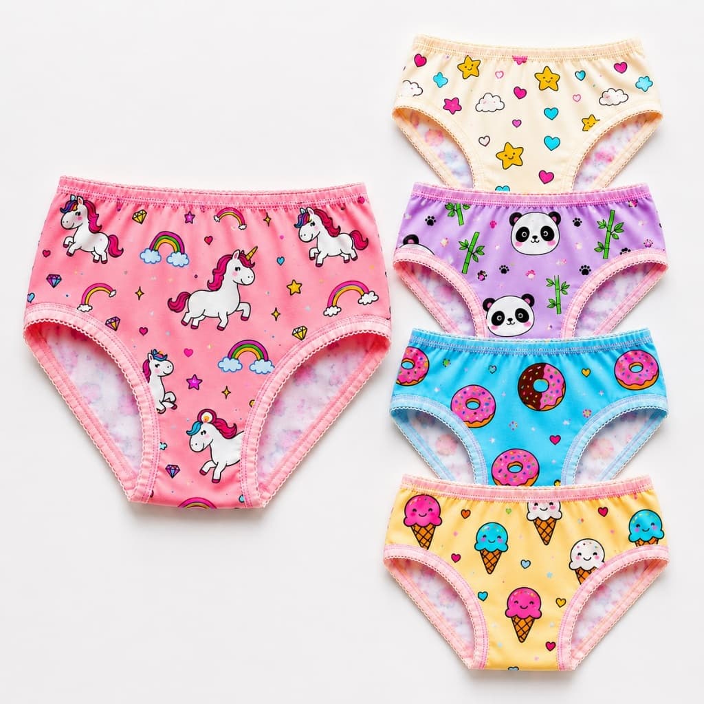 Kit até 12 Calcinha Feminina Tanga Infantil Juvenil Algodão Macio Cores Estampas Sortidas Conforto
