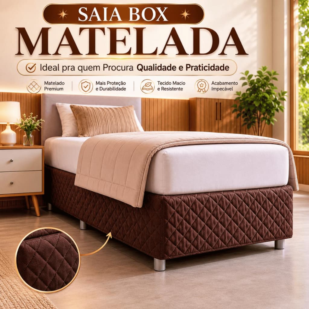 Saia Box Matelada Solteiro Micropercal Cobre Box Luxo Várias Cores
