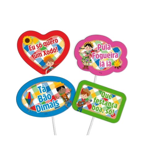 Kit Placas divertidas Festa Junina  com 4 unidades
