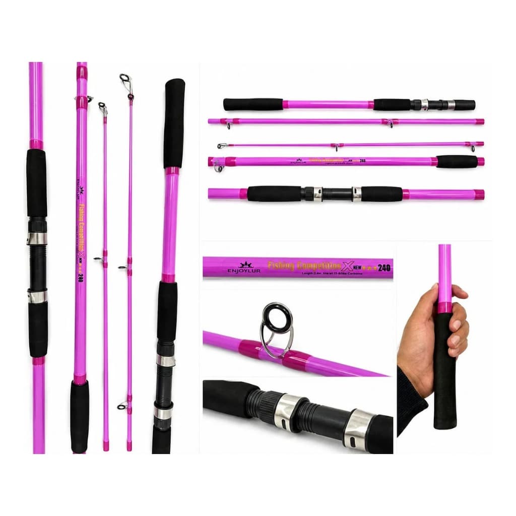 Vara P/ Molinete Carbono 2,40m 60lbs 30kg Competittion Rosa