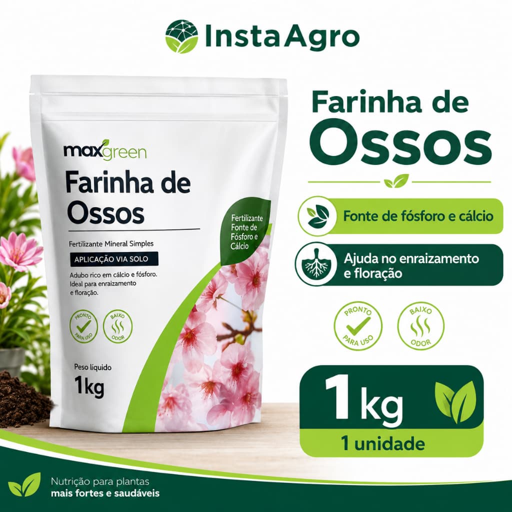 Adubo Fertilizante Farinha De Osso Forth Maxgreen 1kg Adubo Para Plantas Vasos Horta Pronto para Uso