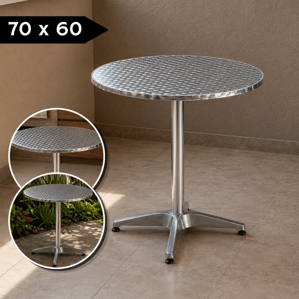 Mesa Centro Multiuso Redonda 70x60 Prata Jardim Área Externa Interna Sacada Varanda Espaço Gourmet