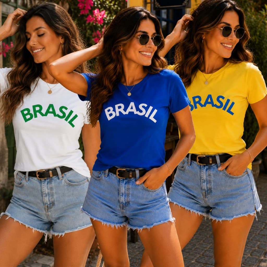 Kit 3 Blusas femininas estampa Copa do Mundo 2026.