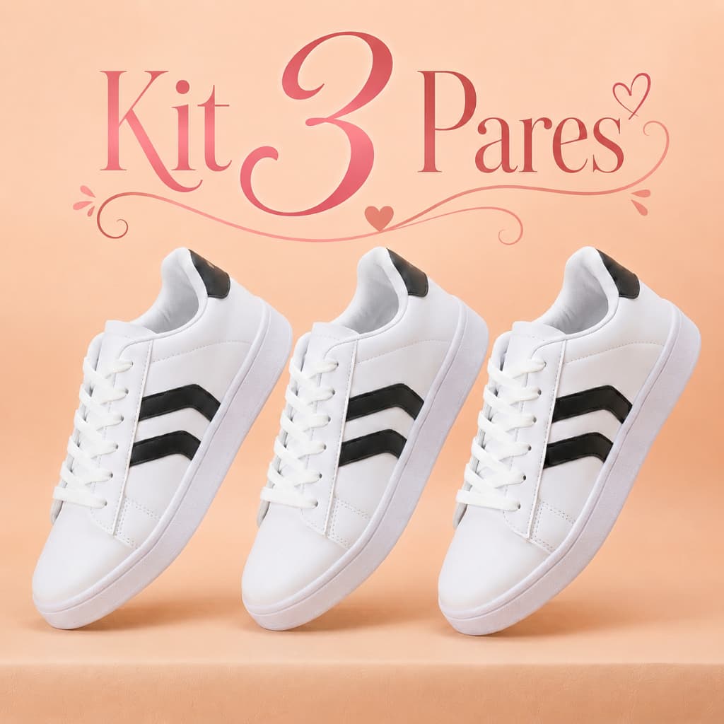 Kit 3 Tênis Feminino Casual Delicado Super Confortável Sola Emborrachada Top