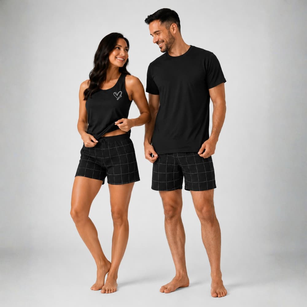 Kit Casal Pijama Feminino Masculino Combinando Estampas Variadas Confortável Promoção