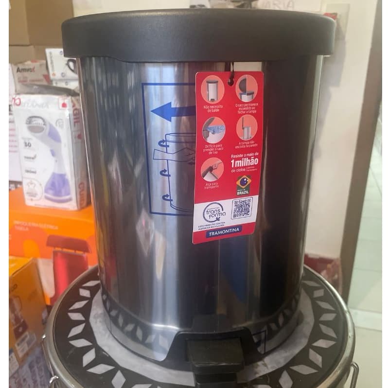 LIXEIRA INOX TRAMONTINA 12 LITROS