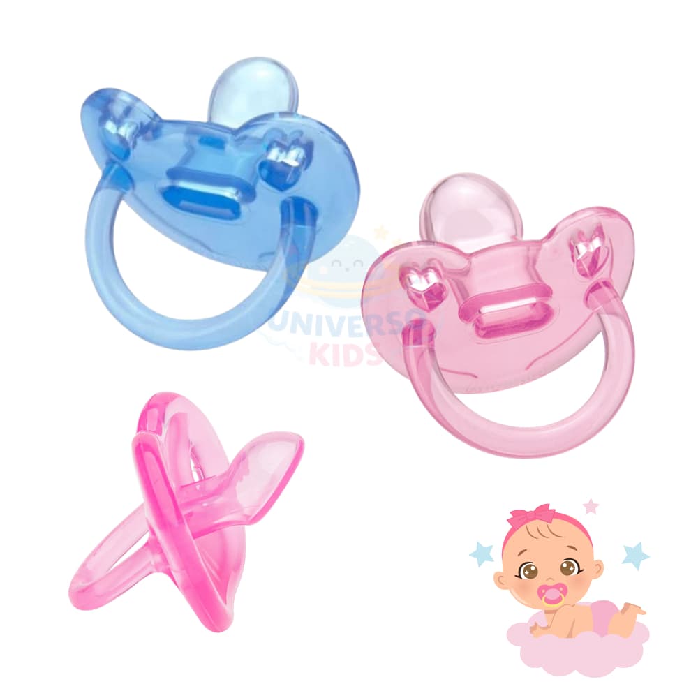 Chupeta 100% Silicone Rosa ou Azul Bico Orto