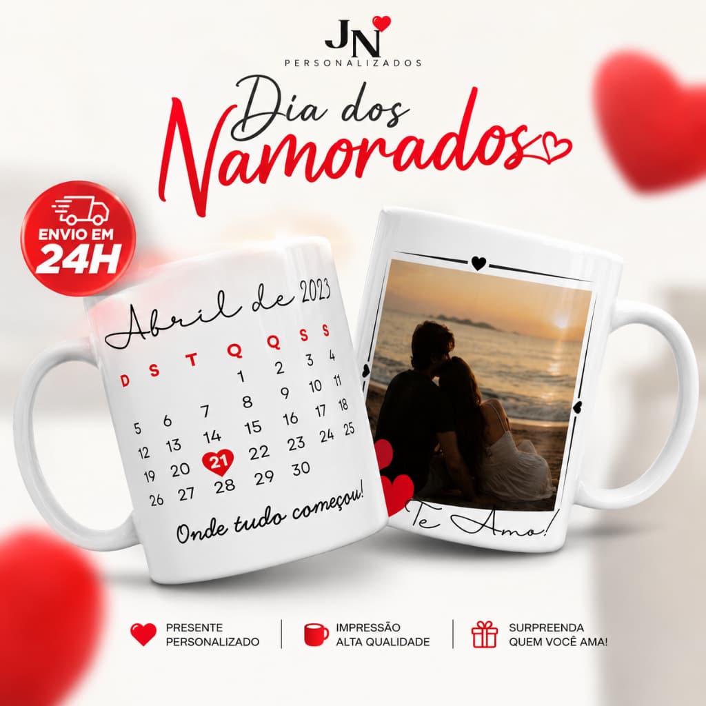 Presente Dia dos Namorados Caneca Personalizada Com Fotos Nome Frases Presente Afetivo Lembrança Casal Namorados Amigos