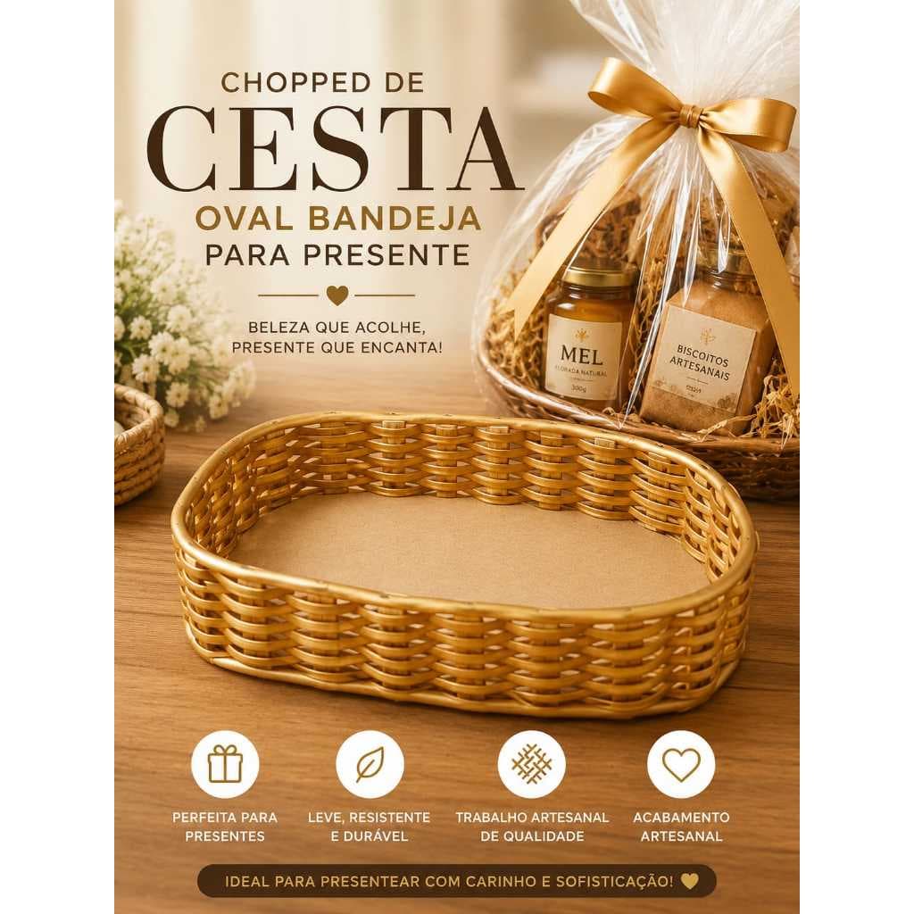 kit Bandeja OVAL Organizadora em Fibra Sintética 30x20x6cm – Ideal para Café da Manhã, Decoração e Cestas de Presente