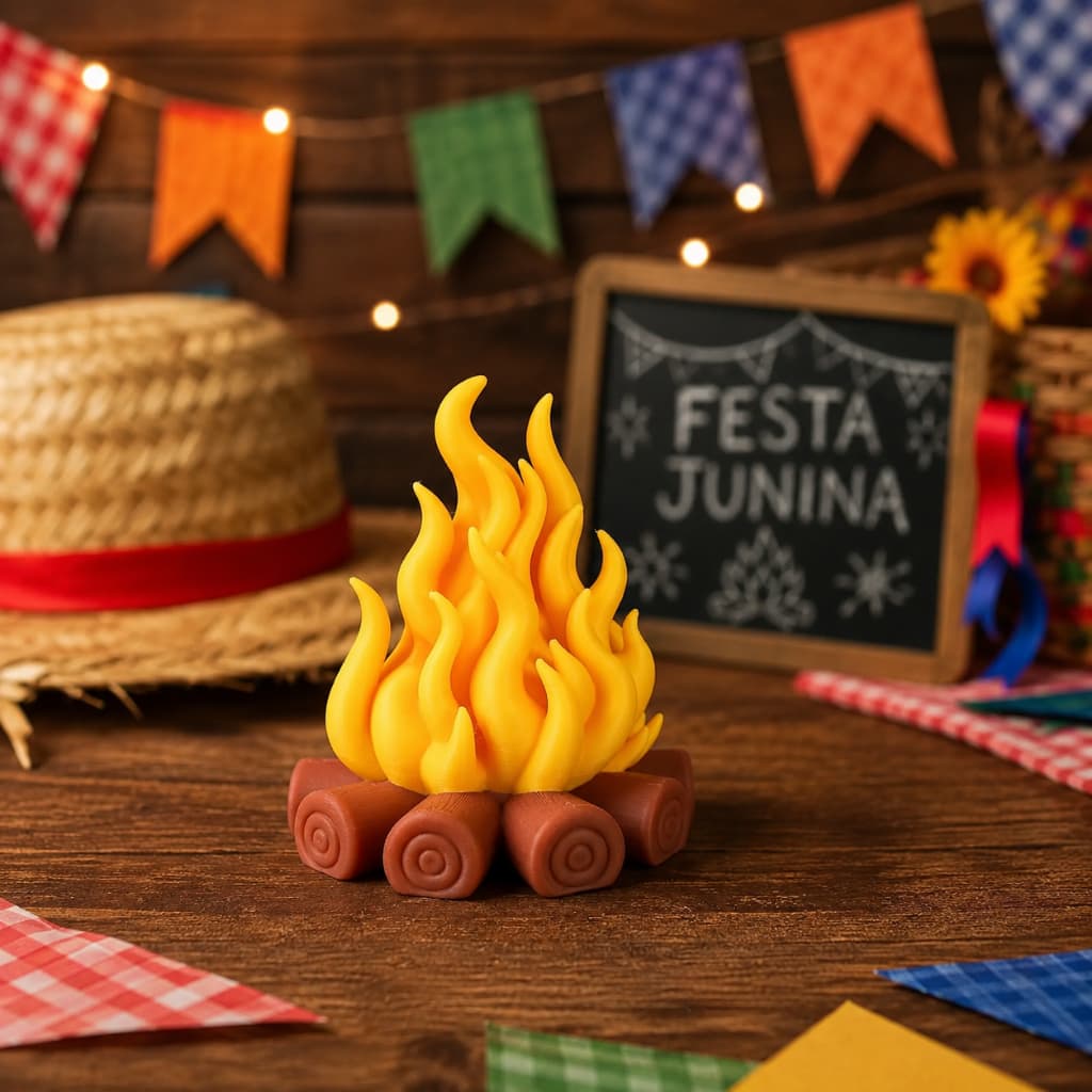 Luminária Fogueira LED Festa Junina Decoração São João Arraiá Enfeite Mesa Cenário Temátic