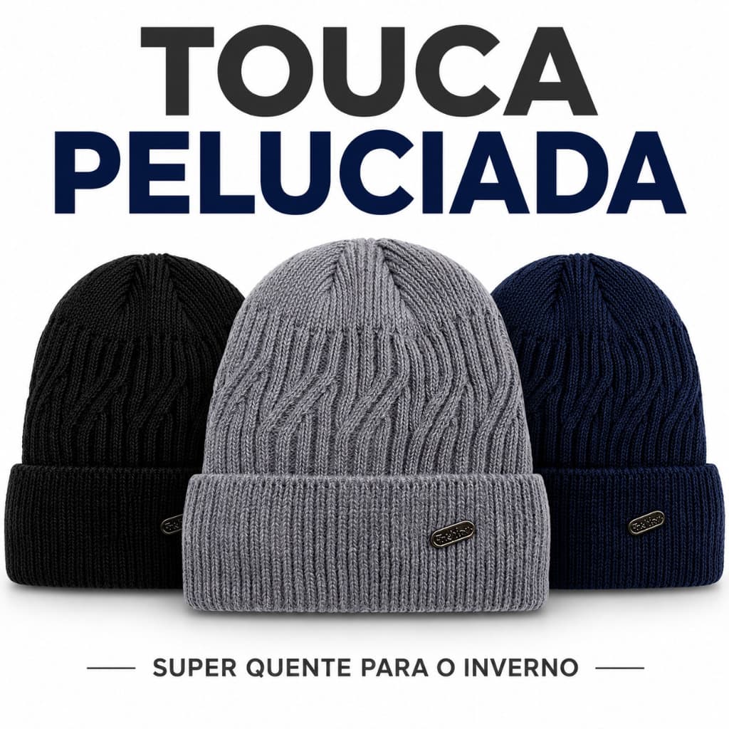 Touca Peluciada Unissex Gorro de Inverno Forrada Térmica Lã Tricô Quente Masculina Feminina Inverno-