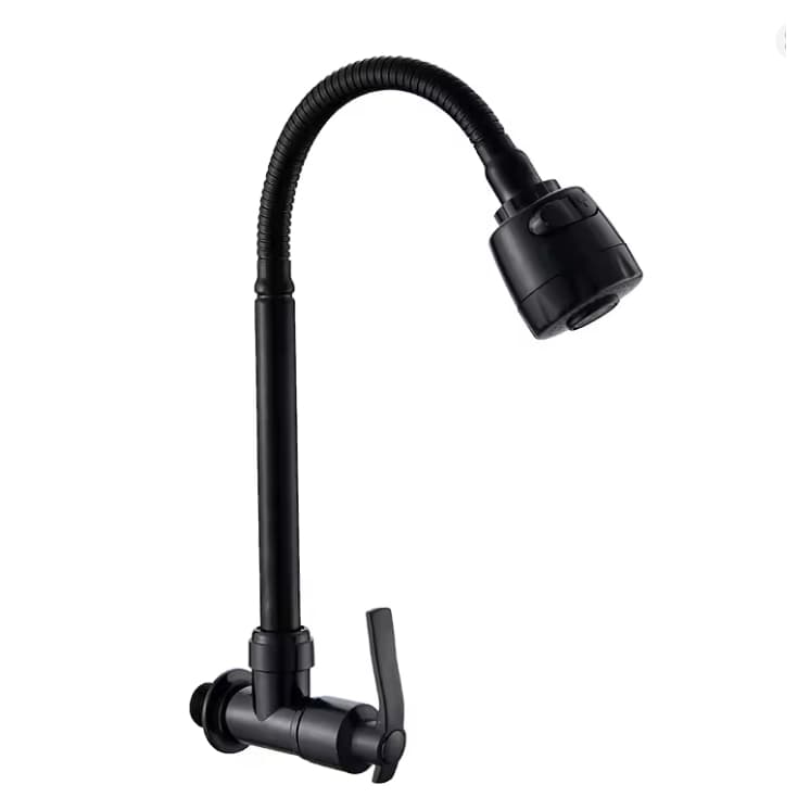 Torneira Gourmet Flexível 360° Silicone Metal — Cromada Parede Cozinha Bica Móvel Cerâmica 1/4 Volta 2 jatos