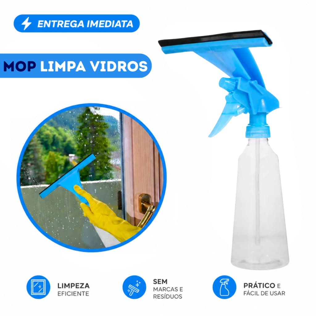 Mop Spray Limpa Vidros Com Rodo e Borrifador