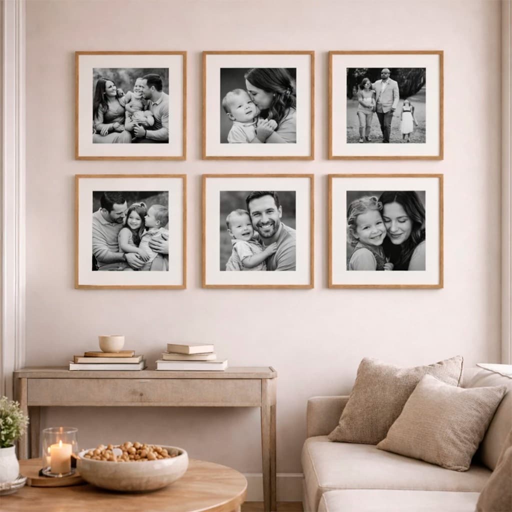 Kit 6 Quadros Decorativos Moldura Luxo Personalizado Sua Foto Familia Quarto Sala Decoração Parede Grande