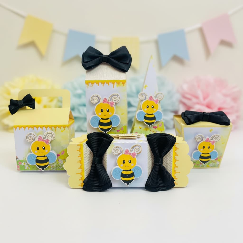 Kit Festa Pegue e Monte - Lembrancinhas Personalizadas ABELHINHA - Aniversário - Caixa Milk Personalizada