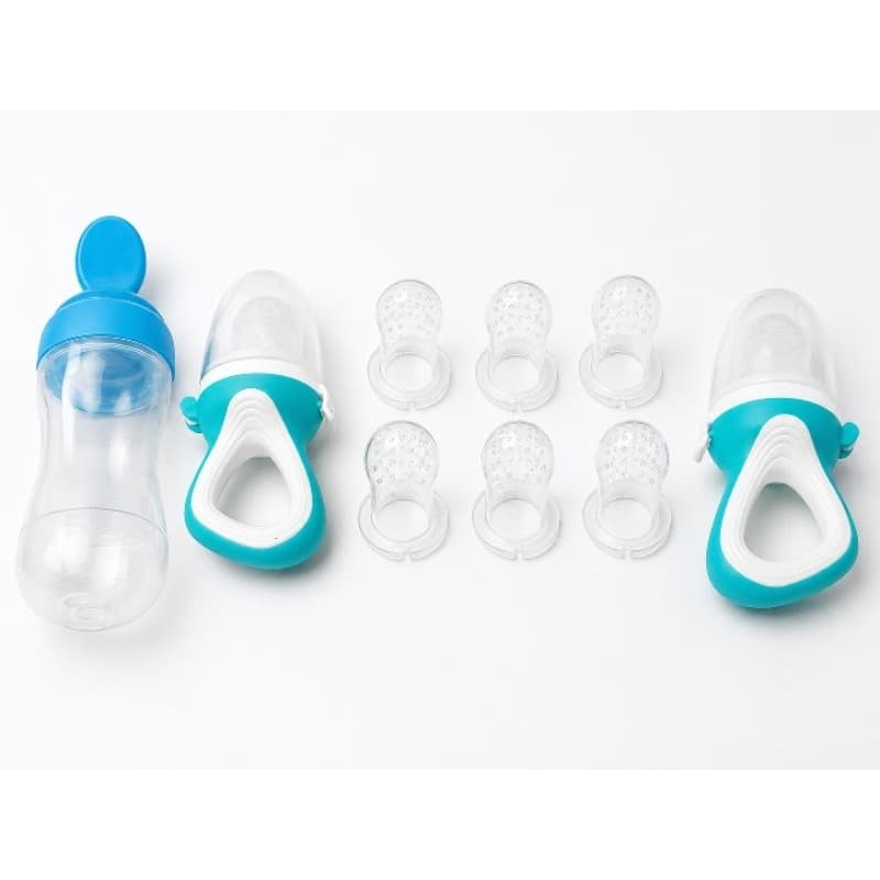 Kit Alimentador Infantil Silicone Introdução Alimentar Bebê com 6 Refis Frutas Legumes Anti Engasgo BPA Free