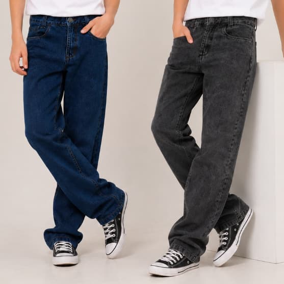 Calça reta marmorizada juvenil menino modinha premium jeans com elastano