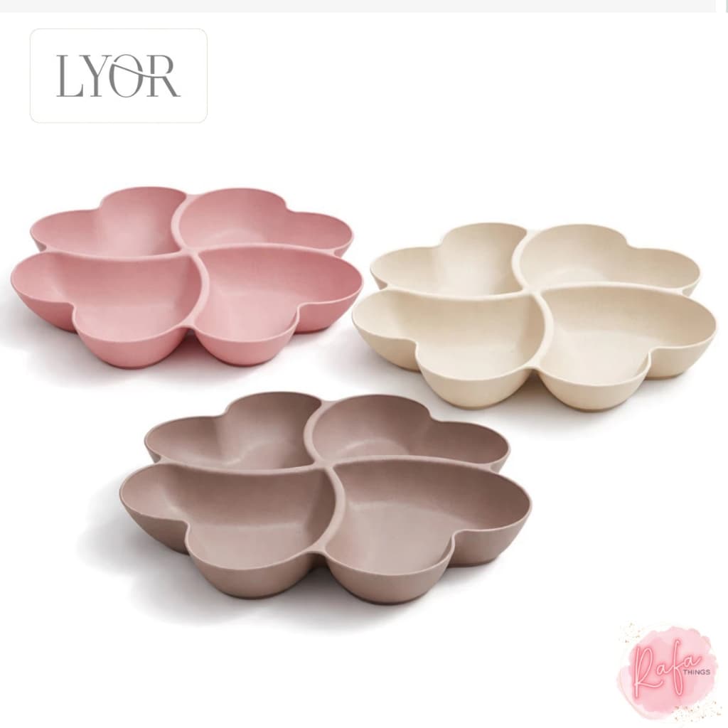 Petisqueira Lines Lyor 27cm Bambu e PP Bandeja Divisória Decorativa Servir Petiscos Fondue Sobremesa