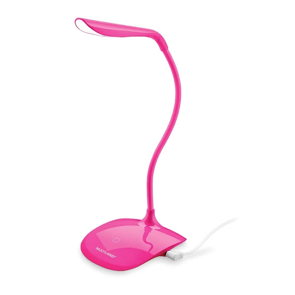 Luminária LED Multilaser, USB, 3 Níveis de Luz, Rosa  AC273