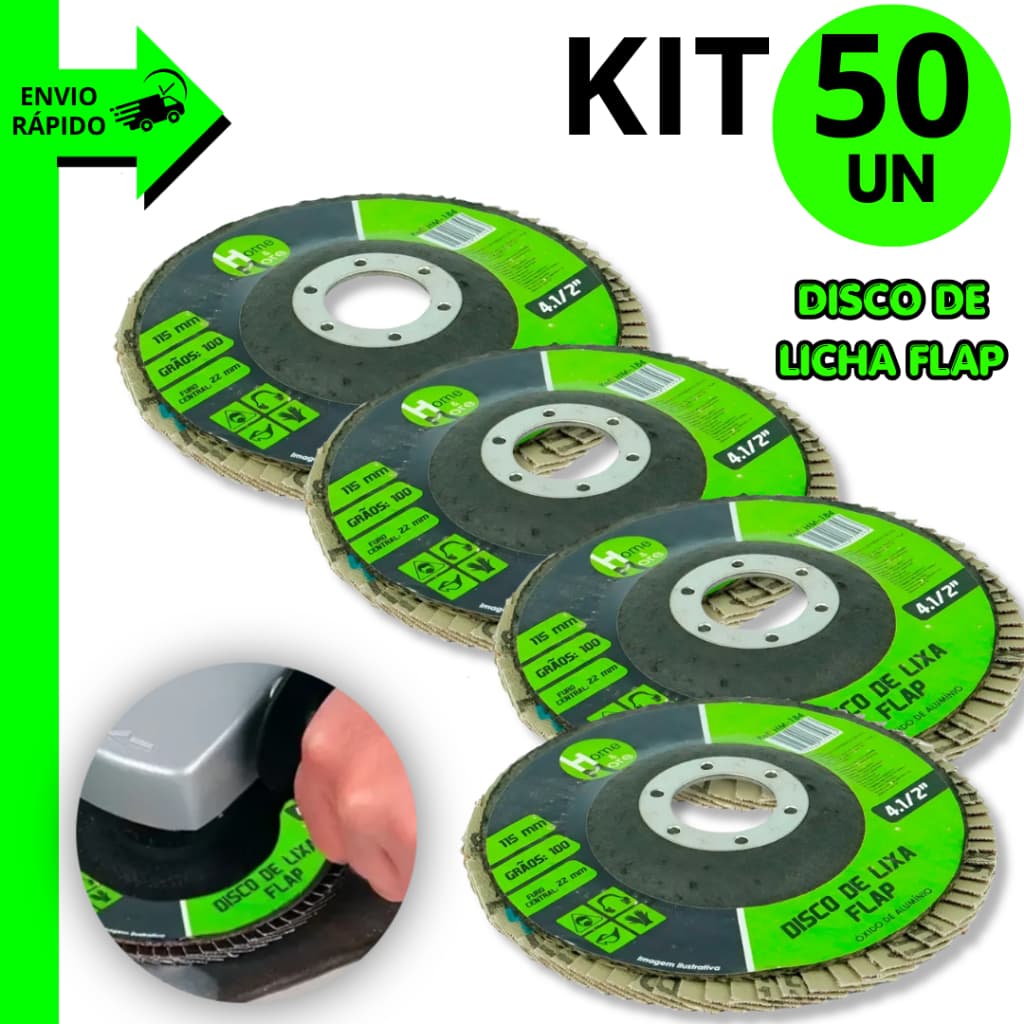 Kit 50/45/40/35 Unidades Discos Lixa Flap 115mm Grão 80 Alta Performance Para Lixamento Metal