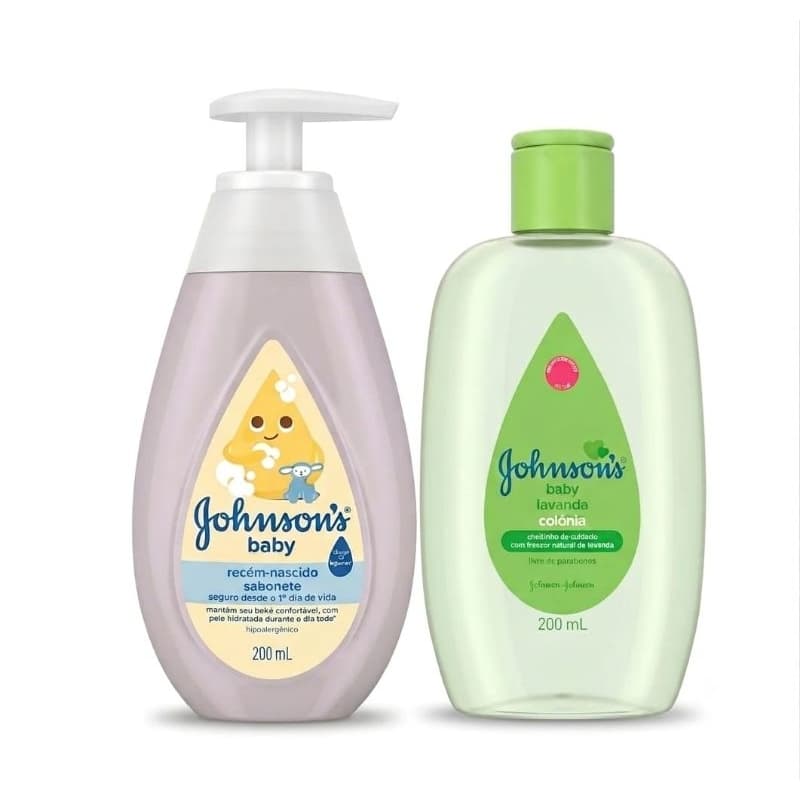 Kit Johnson's Sabonete Líquido Recém Nascido 200ml + Colônia Refrescante Lavanda 200ml