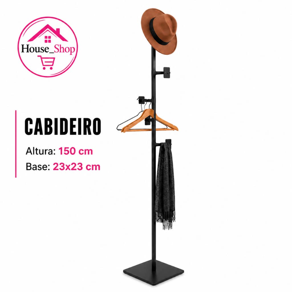 Cabideiro de Chão Aço Carbono Desmontável Organizador para Roupas