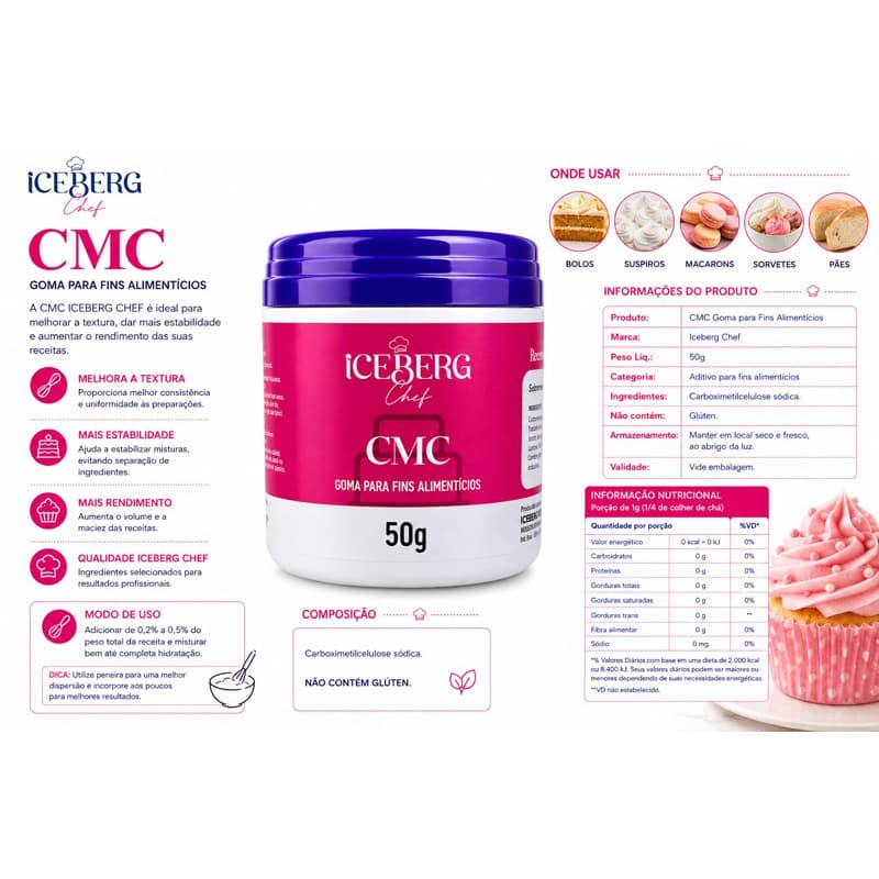 CMC 50g - Iceberg Goma para Fins Alimentícios