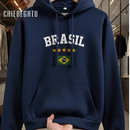 Blusa Moletom Brasil 100% Algodão Canguru Unissex Confortável Estiloso - Envio Rápido