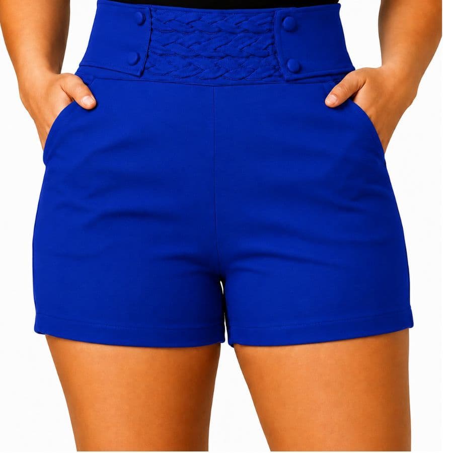 Short Alfaiataria Com Bolso Cintura Alta com Botões short casual confortável, short moda feminina.
