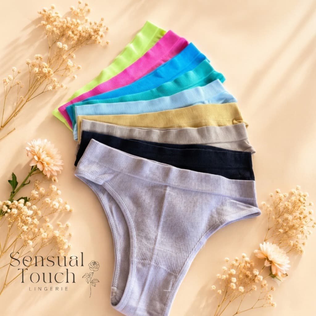 Kit Calcinhas Femininas Caneladas Poliamida Básica Confortável Dia a Dia