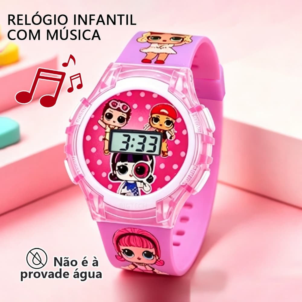 Relógio Digital Infantil Modelo Multifuncional Pisca Luz E Sai Musica Decorativa Para Crianças E Meninas