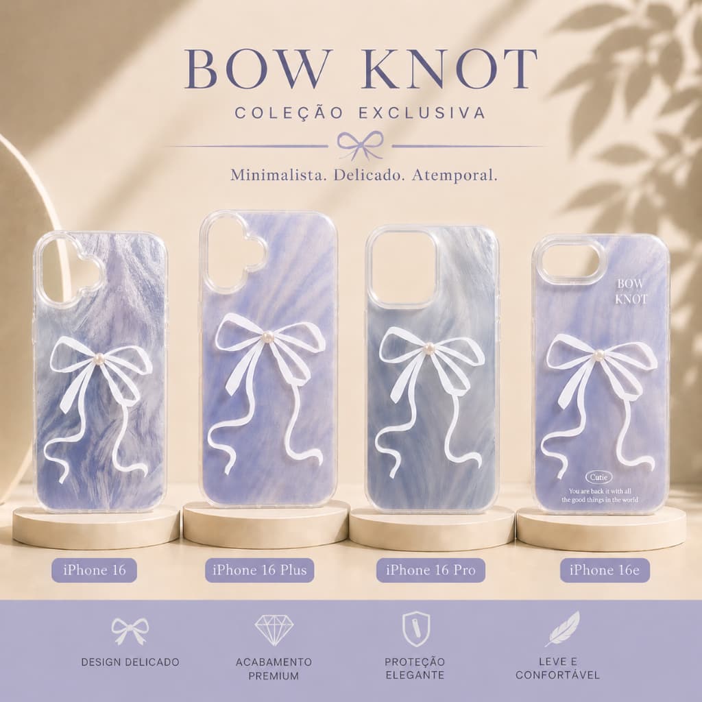 W.BILL Capinha Feminina Bow Knot Luxo com Laço para iPhone 16 16 Plus 16 Pro 16E