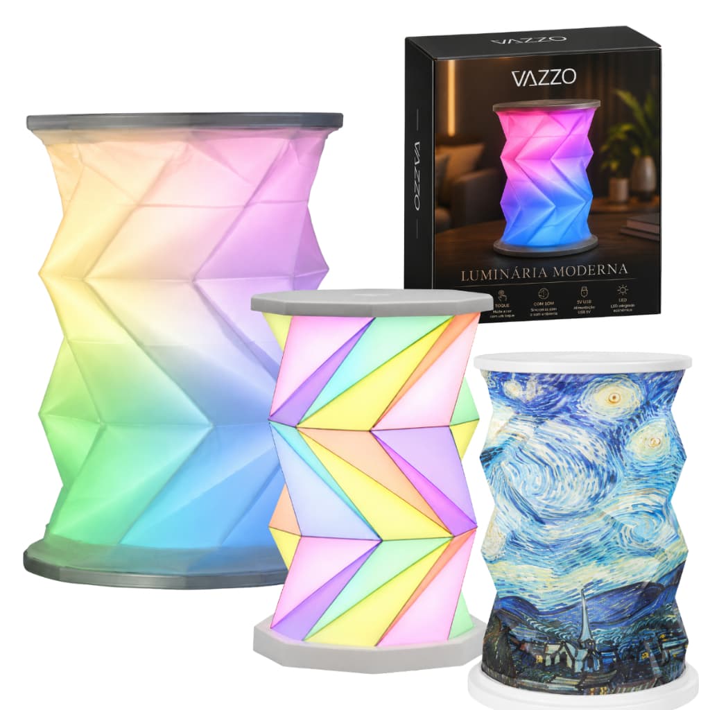 Luminaria Abajur Colorido RGB 5v Moderno Bivolt Sala Quarto Bivolt Vazzo