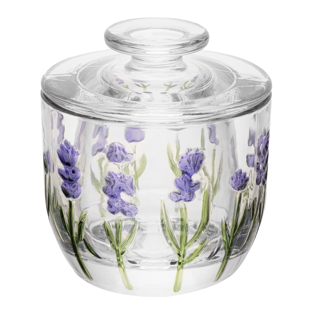 Lyor - Manteigueira Francesa Lavanda Hand Painting 9,40x9,8cm Cristal
