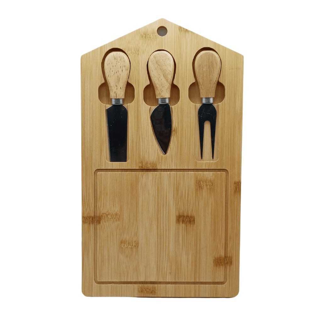 Kit Tábua Bambu De Frios Queijos Frios e Petiscos Petisqueira  Completo Faca e Garfos Luxo e Elegância