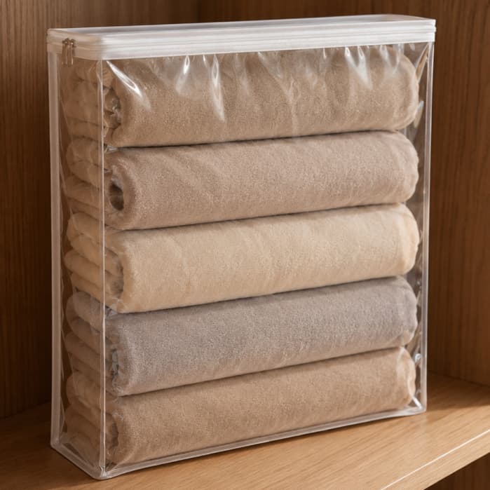 Kit 10 Organizadores Transparentes Com Zíper Roupas Closet Casa Cobertores 47x47x10cm