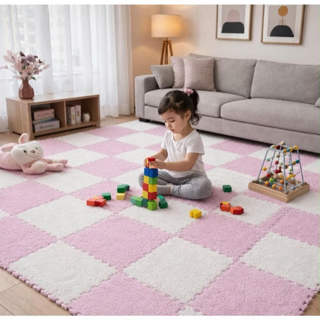 Tapete Espuma Pelucia Quebra Cabeça Macio para Criança Piso Quarto Decoração