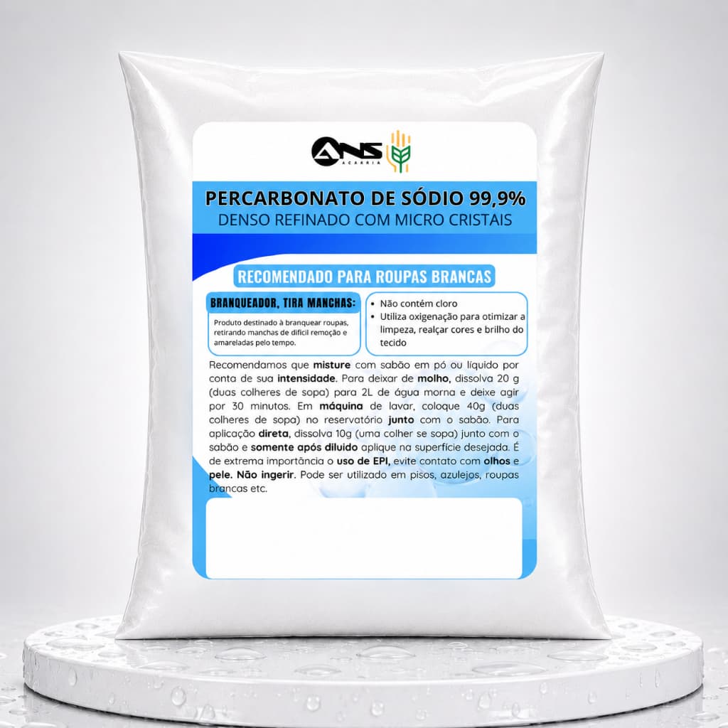Percarbonato de Sódio 1kg 99,9% Pureza para Uso Geral, Ecológico, Sem Cloro, Custo-benefício