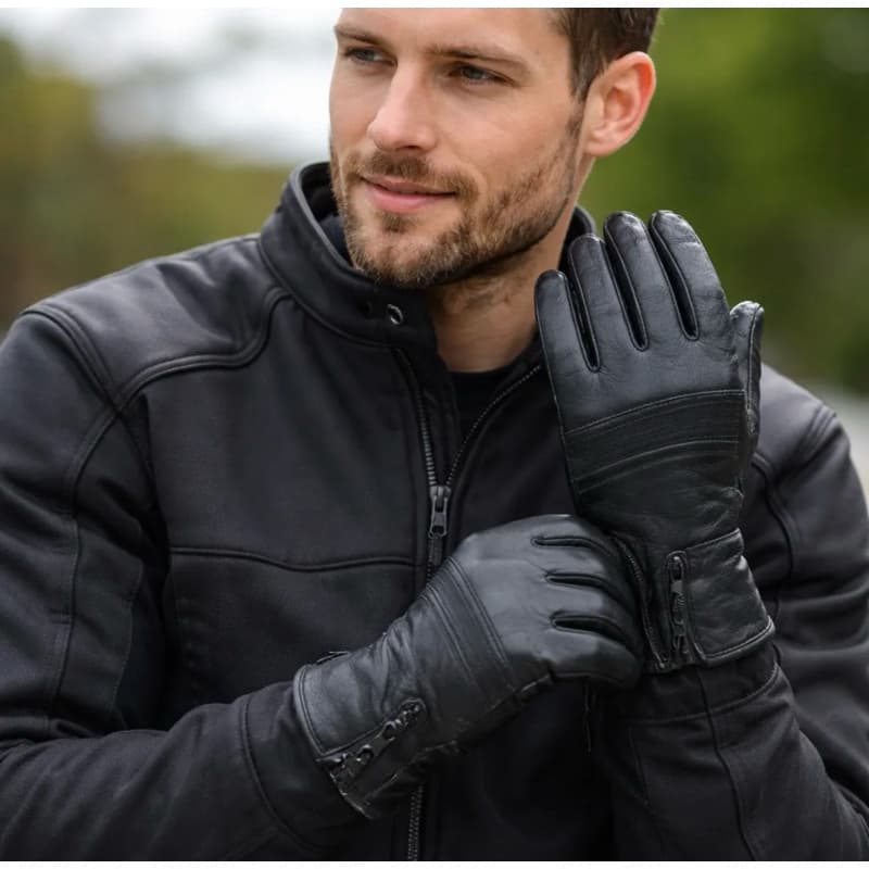 Luva Par Motoqueiro Motocicleta Proteção Contra Frio Manta Térmica Couro Premium